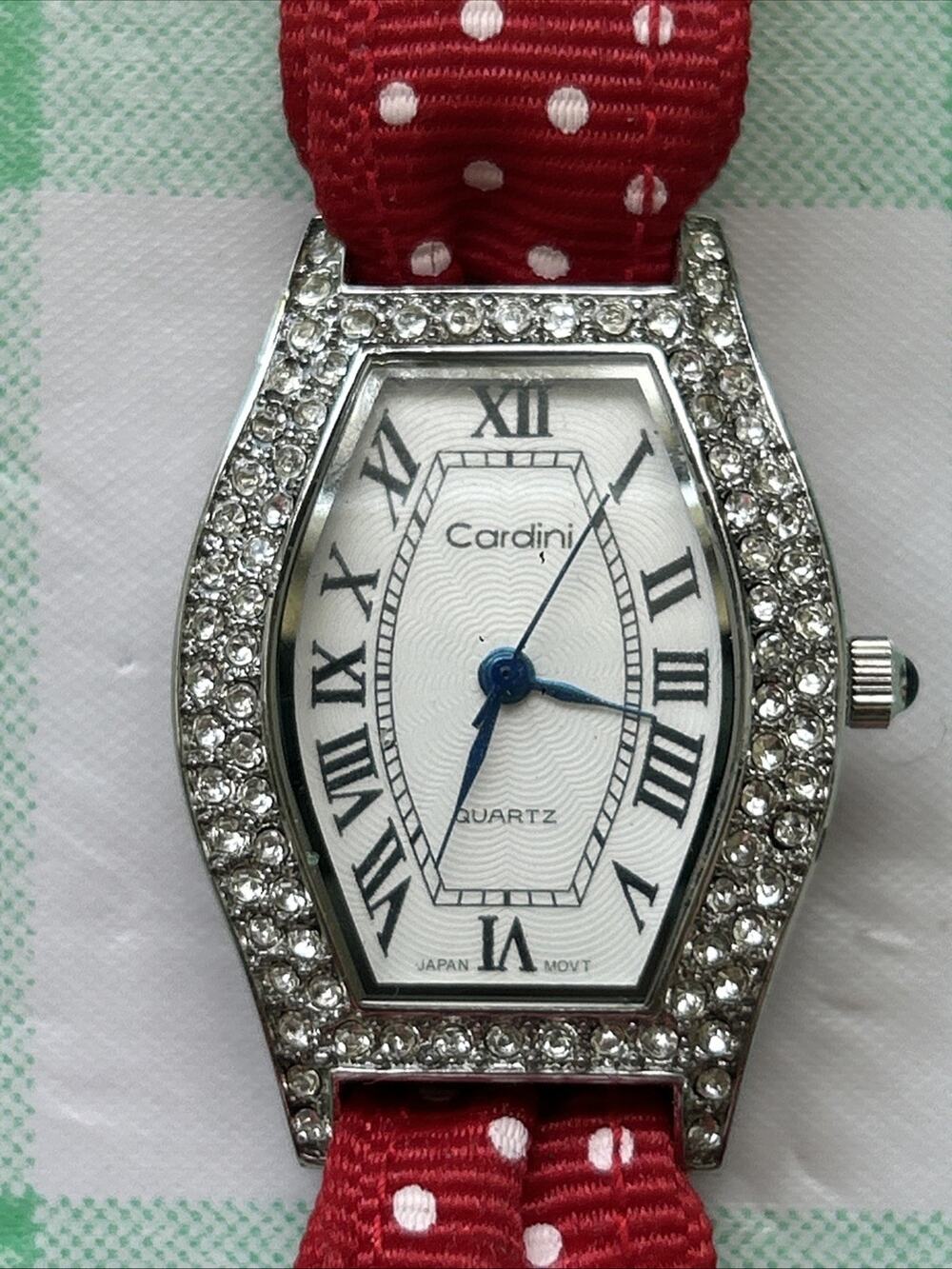 Cardini Silver Tone Polka Dot Band Women’s Quartz Watch